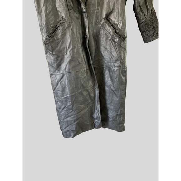 Vintage G-111 Womens Size Small Leather Trench Full Length Coat Jacket Suede Tex - Picture 4 of 7